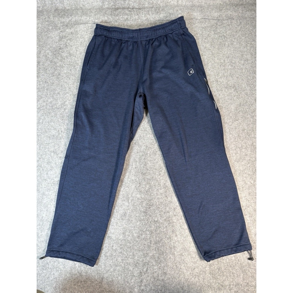 AND1 Mens XL Tech Fleece Sweatpants Navy Blue Joggers Zip Pocket Adjustable Hem - Picture 2 of 11
